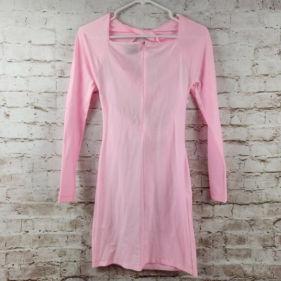 Coperni Cut Out Jersey Dress in Light Pink Small Long Sleeve Barbiecore Mini - Picture 8 of 14
